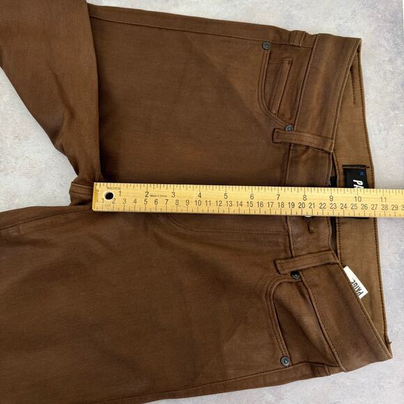 Paige Hoxton High Waist Ankle Skinny Pants Faux Leather Brown Size 25 READ - Picture 12 of 15